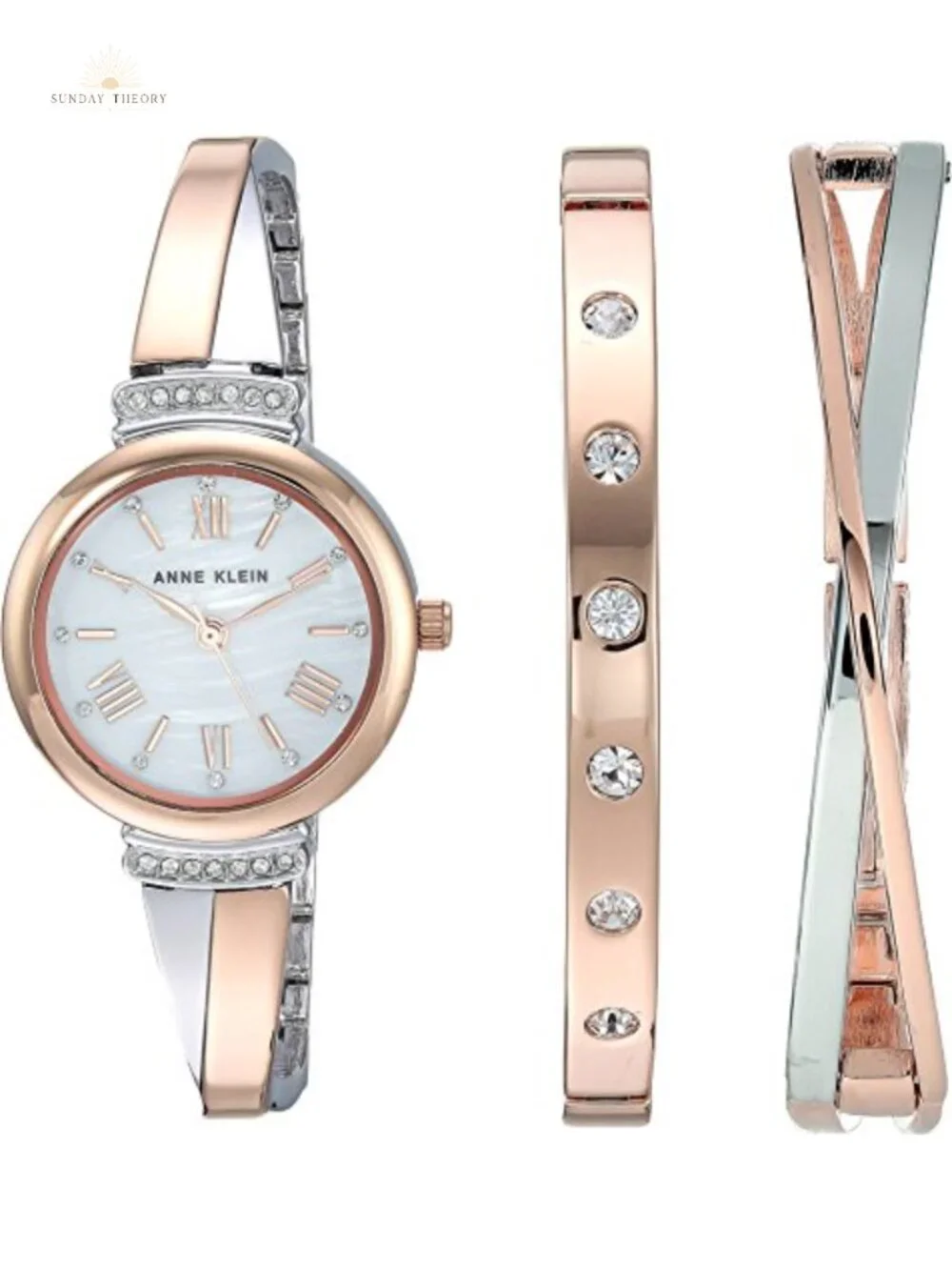 Anne Klein Women's Premium Crystal Accented Bangle Watch Set, AK/2245